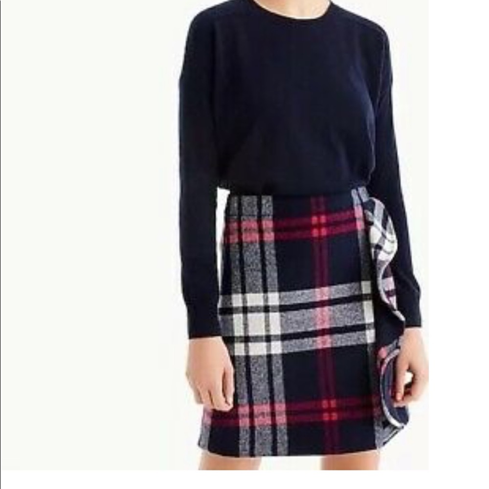 Jcrew plaid wool ruffle skirt sz 12